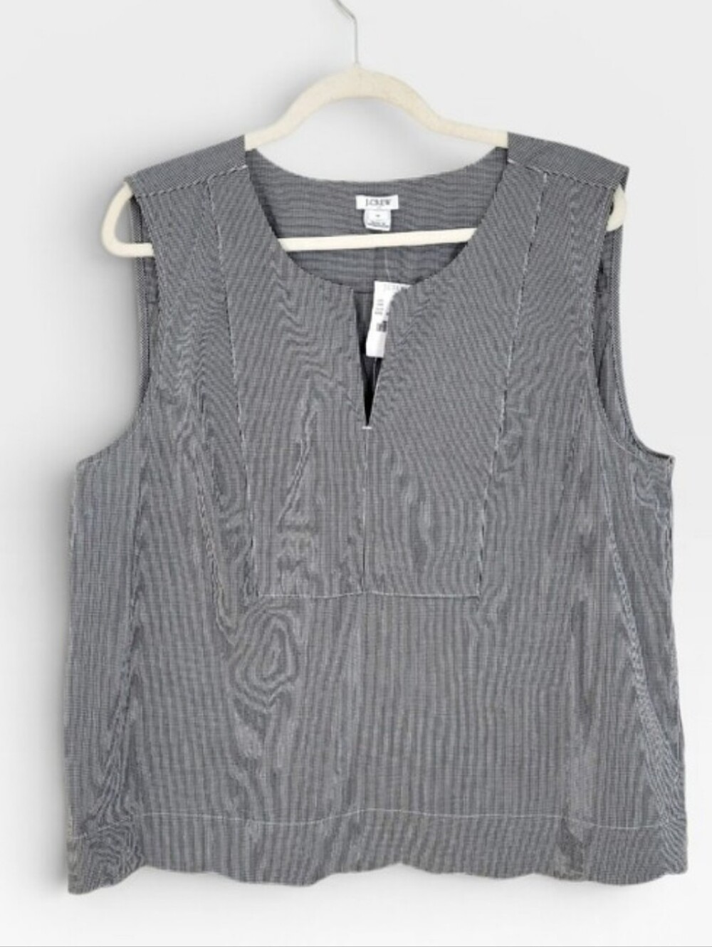NWT J.CREW Factory Black White Gingham Scalloped Hem Shell Tank Top 16 - Picture 10 of 10